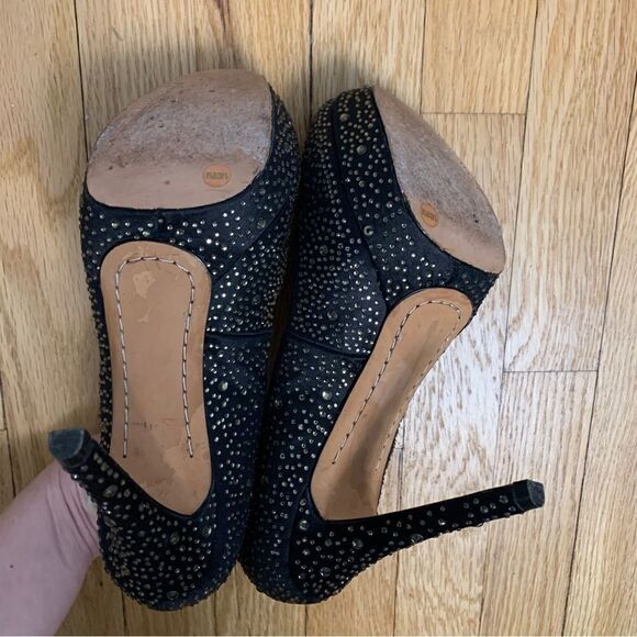 BCBG MaxAzria size 8.5 black rhinestone heels - Picture 6 of 7